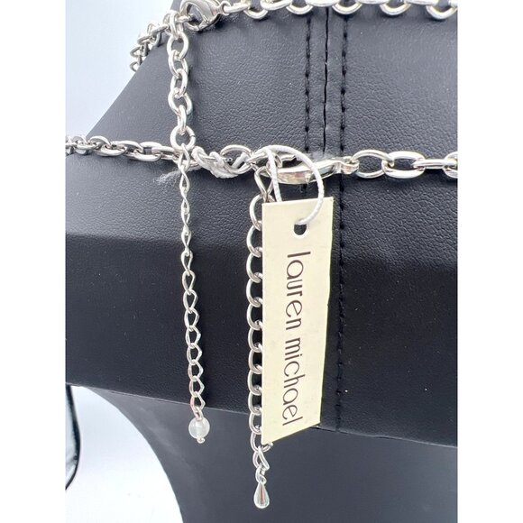 Lauren Michael Layering Necklaces Two with Blue Cabochons Silver Tone Chains - Picture 5 of 7